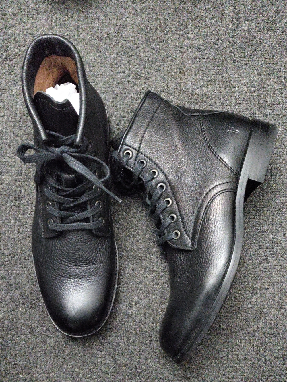 Frye Black Leather Lace-Up Ankle Booties
